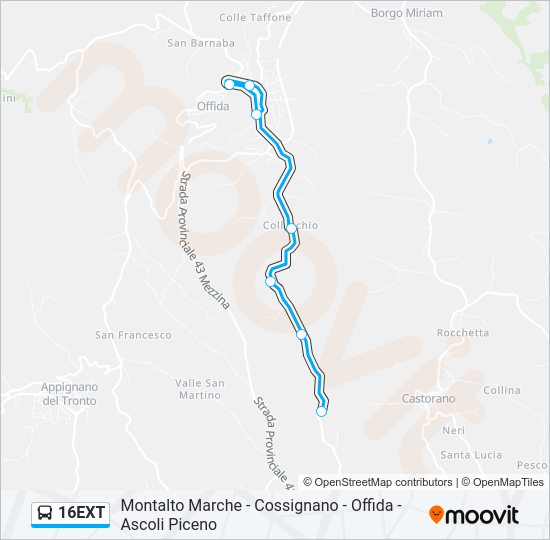 16EXT Bus Line Map
