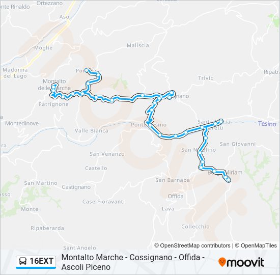 Percorso linea bus 16EXT