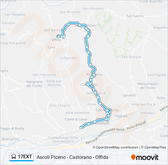 Percorso linea bus 17EXT