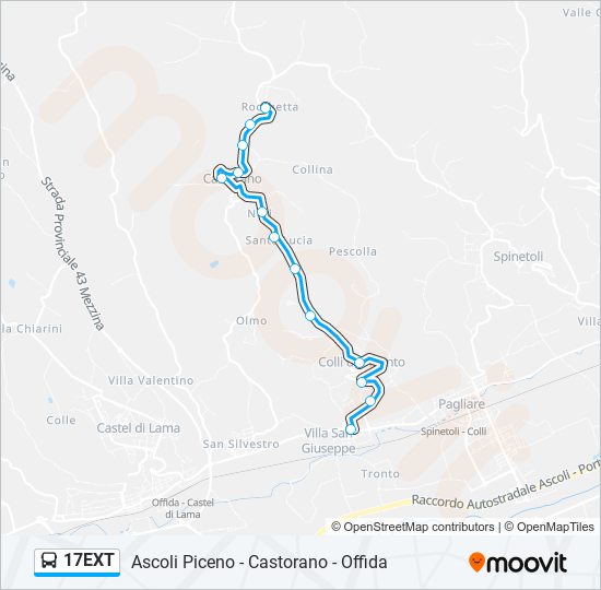 Percorso linea bus 17EXT