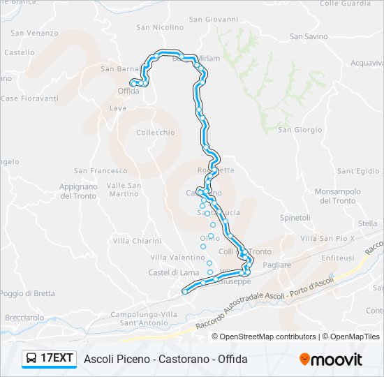 Percorso linea bus 17EXT