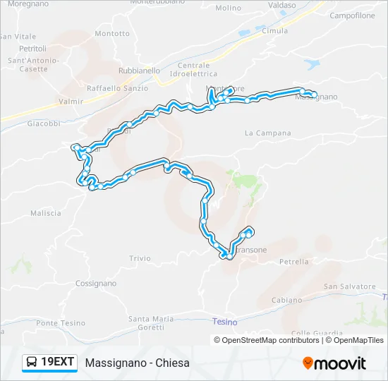 19EXT Bus Line Map
