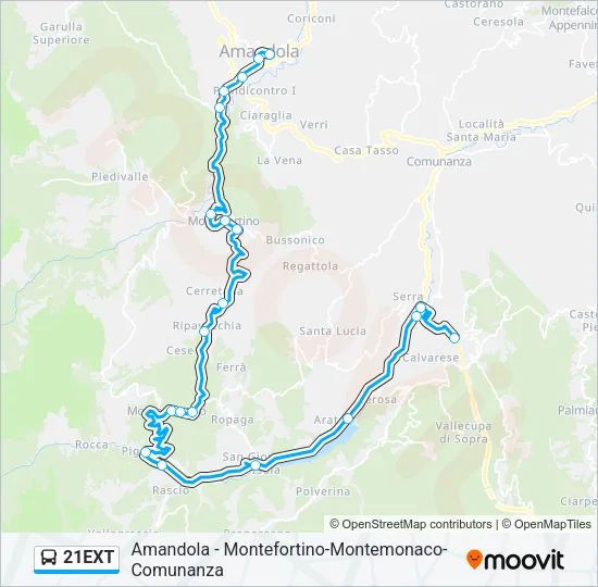 21EXT Bus Line Map
