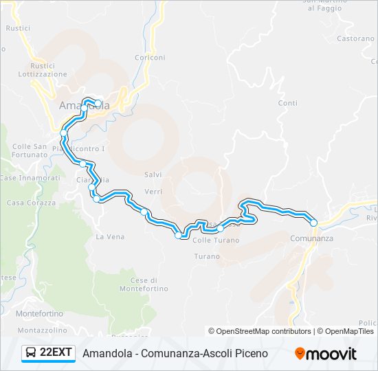 22EXT bus Line Map