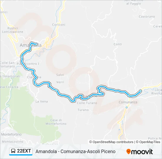 22EXT Bus Line Map