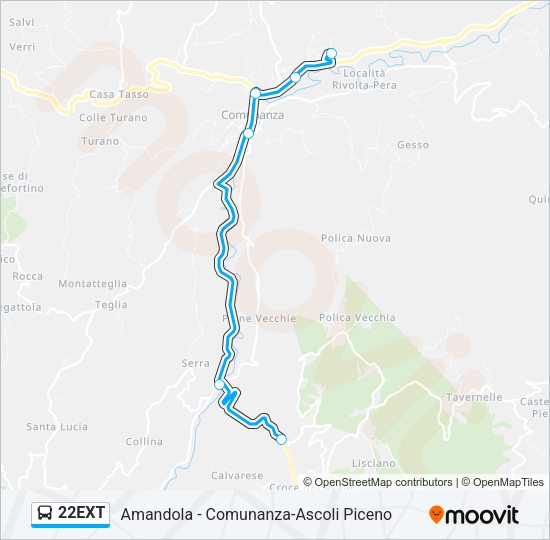 22EXT Bus Line Map