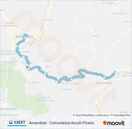 22EXT Bus Line Map