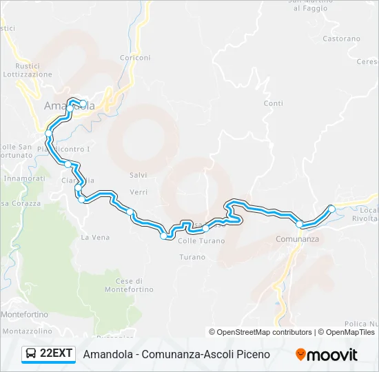 22EXT Bus Line Map