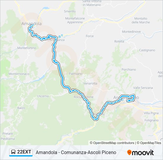22EXT Bus Line Map