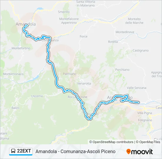 22EXT Bus Line Map