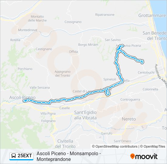Percorso linea bus 25EXT