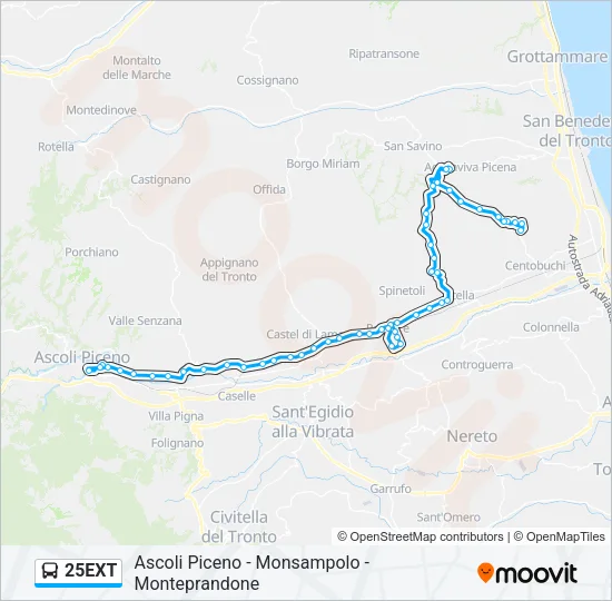 25EXT Bus Line Map
