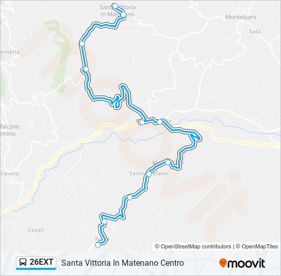 Percorso linea bus 26EXT