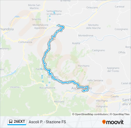 26EXT Bus Line Map