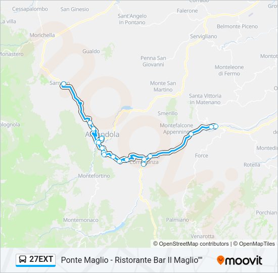 27EXT Bus Line Map