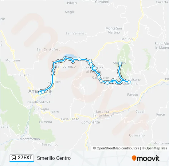 Percorso linea bus 27EXT