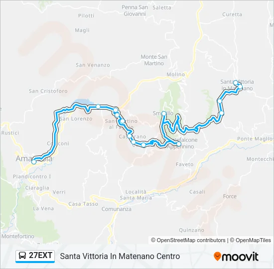 Percorso linea bus 27EXT