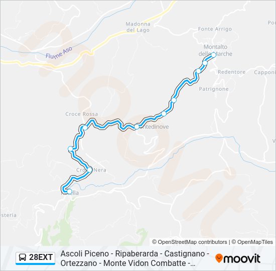 Percorso linea bus 28EXT