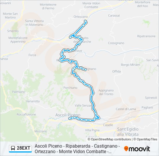 Percorso linea bus 28EXT