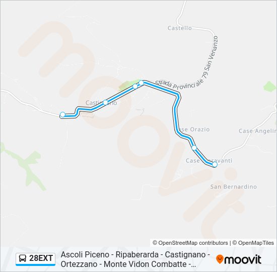 Percorso linea bus 28EXT