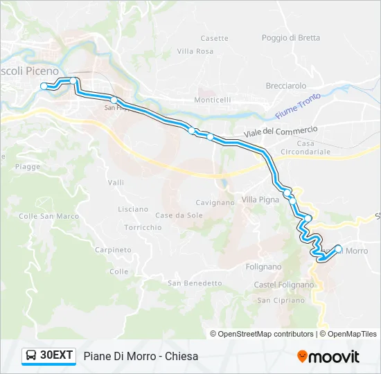 Percorso linea bus 30EXT