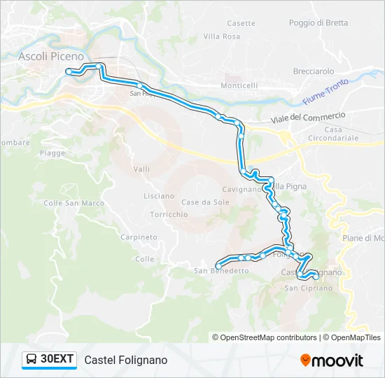 Percorso linea bus 30EXT