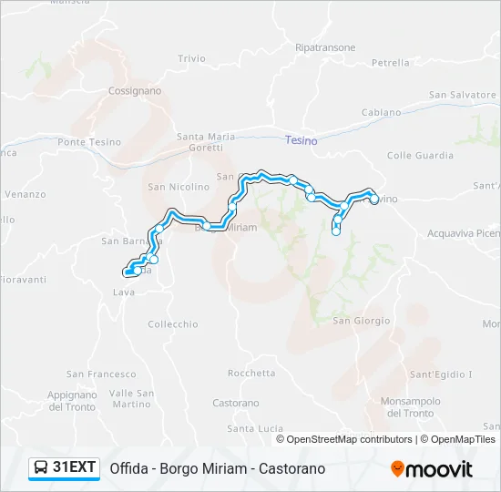 Percorso linea bus 31EXT