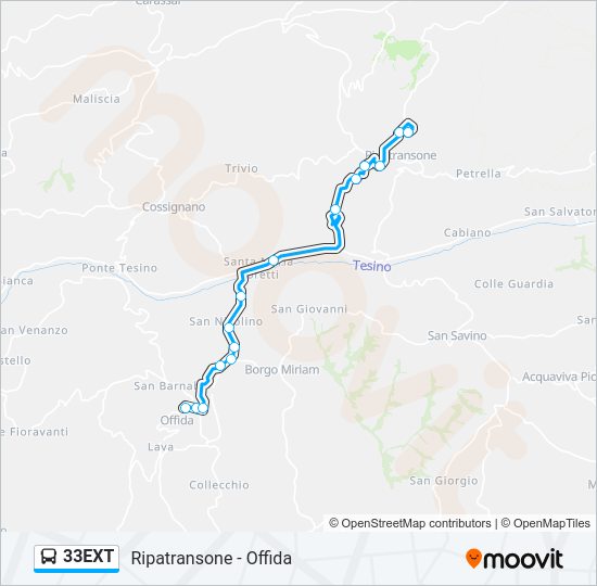 Percorso linea bus 33EXT