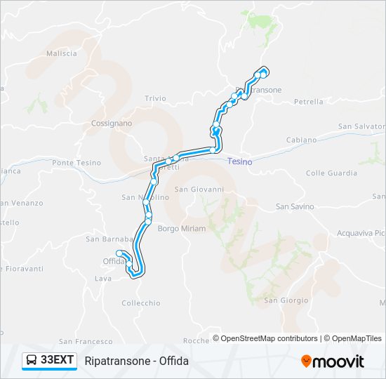 Percorso linea bus 33EXT