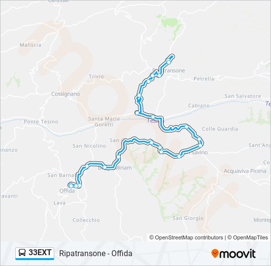 Percorso linea bus 33EXT