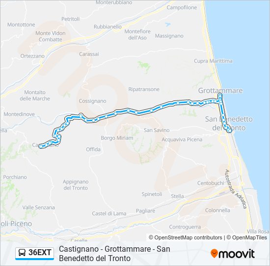 Percorso linea bus 36EXT