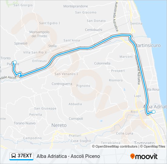 37EXT Bus Line Map