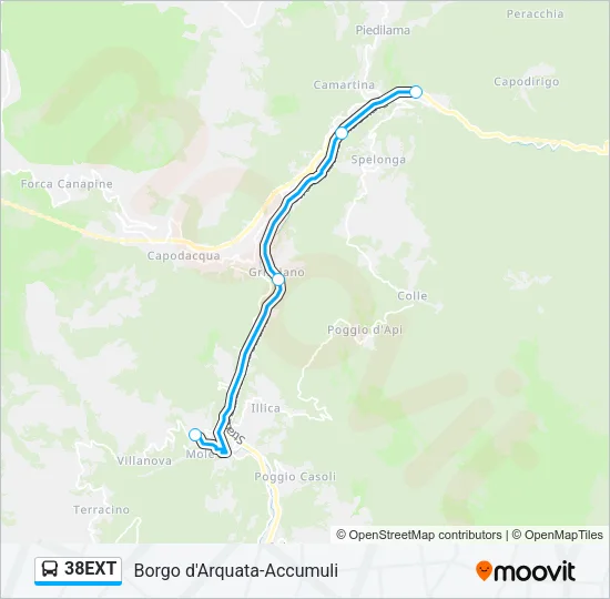 Percorso linea bus 38EXT