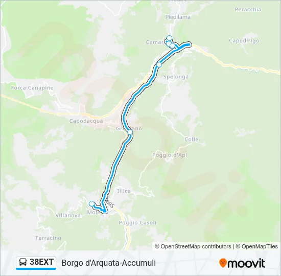 Percorso linea bus 38EXT