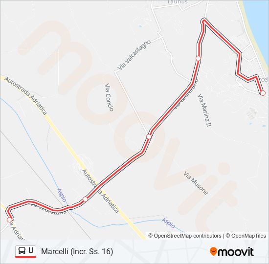 Percorso linea bus U