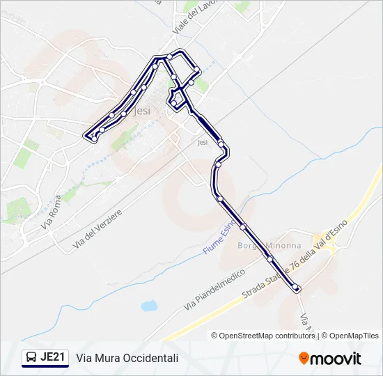 JE21 Bus Line Map
