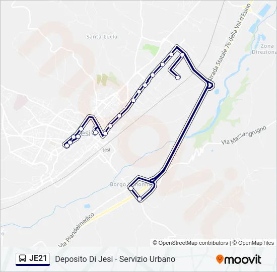 JE21 Bus Line Map