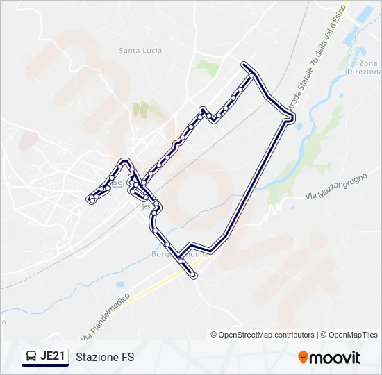 JE21 Bus Line Map
