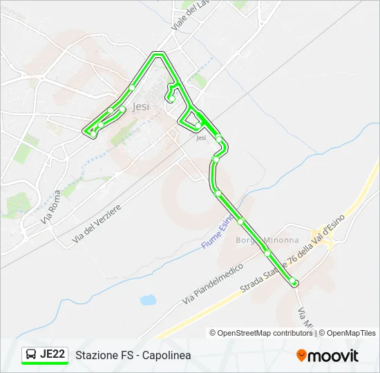 JE22 Bus Line Map