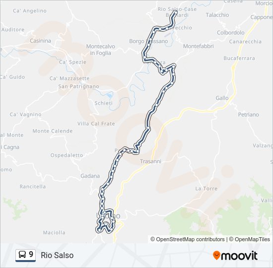 Percorso linea bus 9