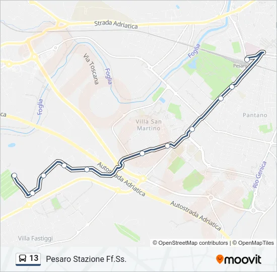 Percorso linea bus 13