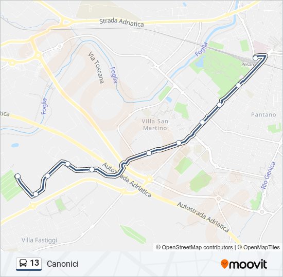 13 bus Line Map