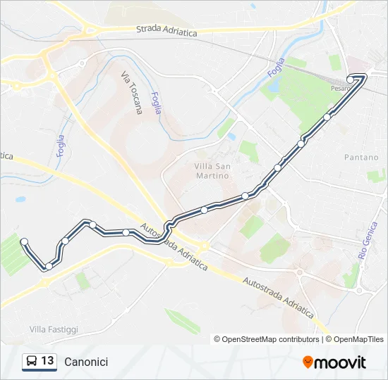 13 Bus Line Map
