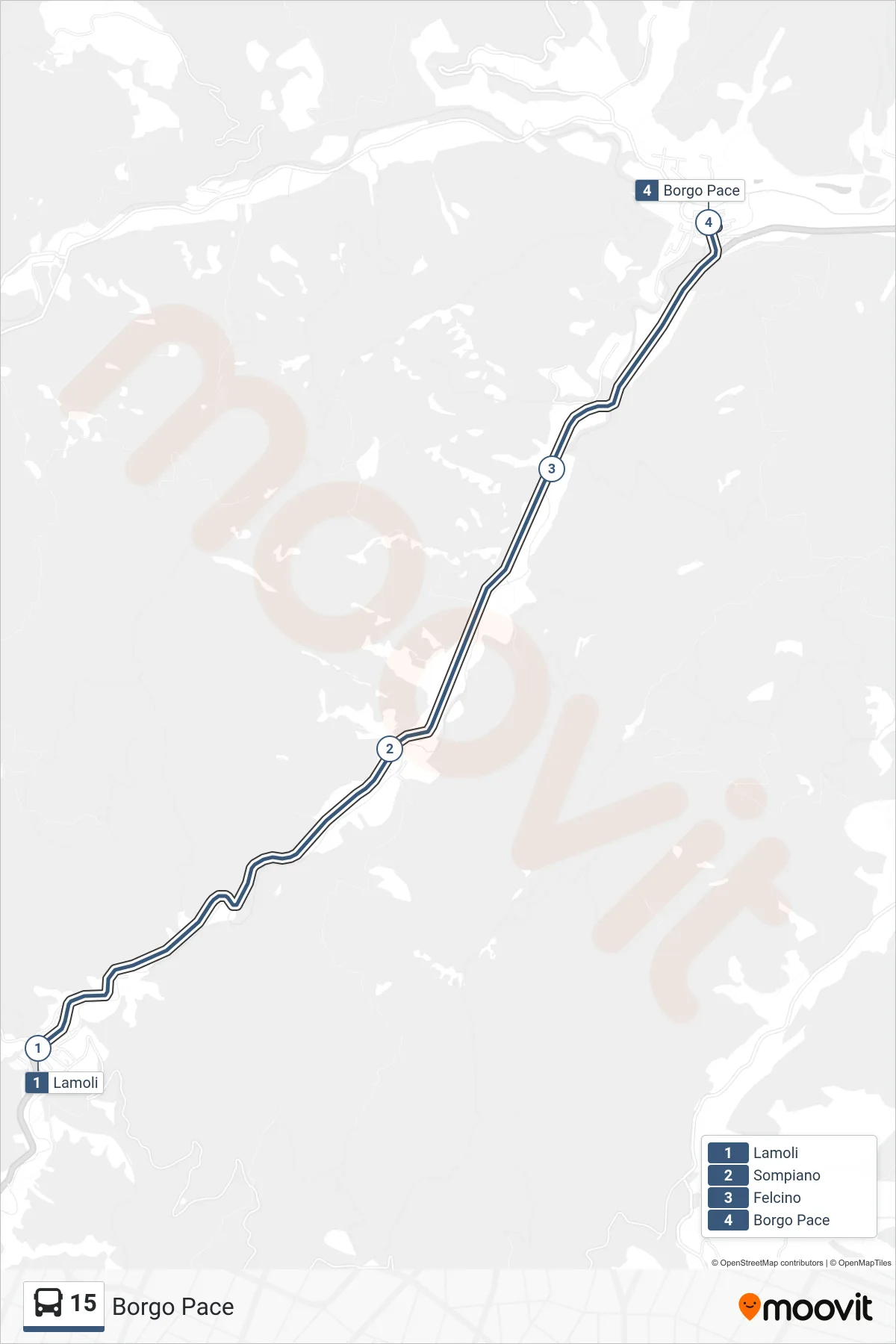Linea 15  bus (Borgo Pace) - Percorsi e fermate sulla mappa