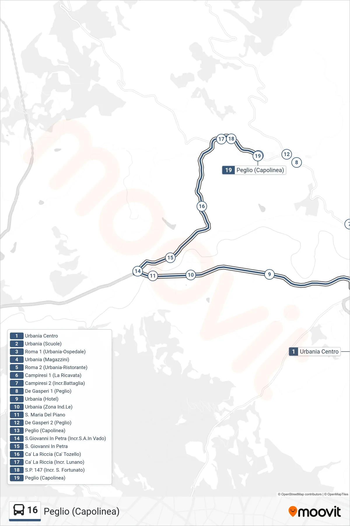 Linea 16  bus (Peglio (Capolinea)) - Percorsi e fermate sulla mappa