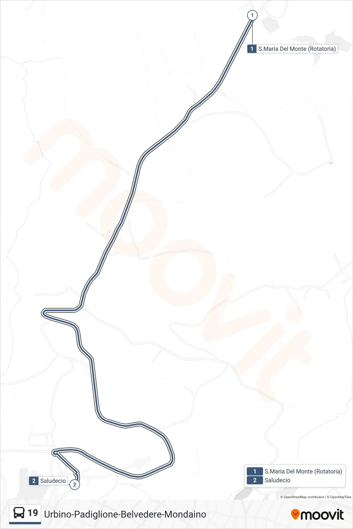 Linea 19 bus (Saludecio) - Percorsi e fermate sulla mappa