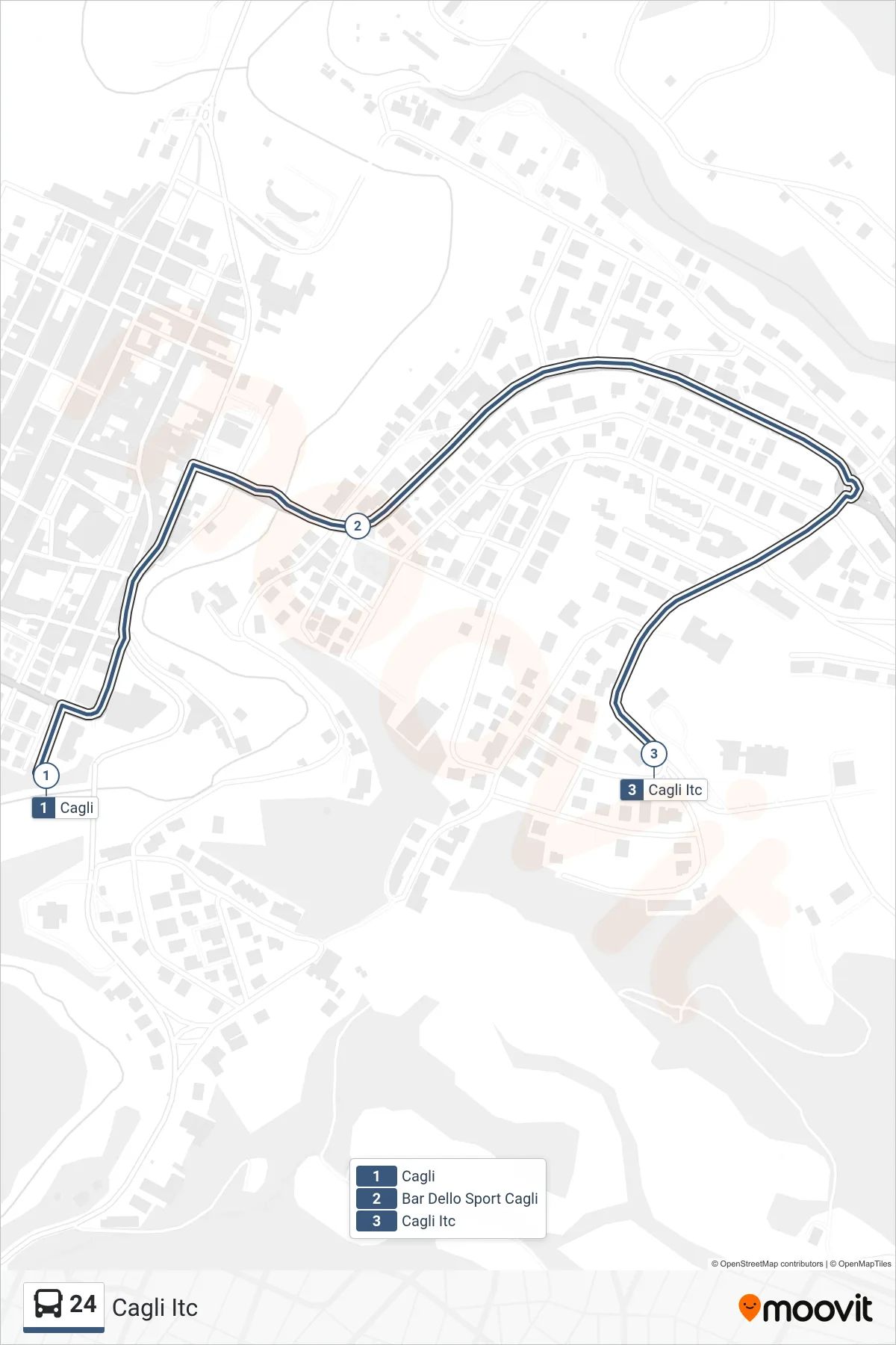 Linea 24 bus (Cagli Itc) - Percorsi e fermate sulla mappa