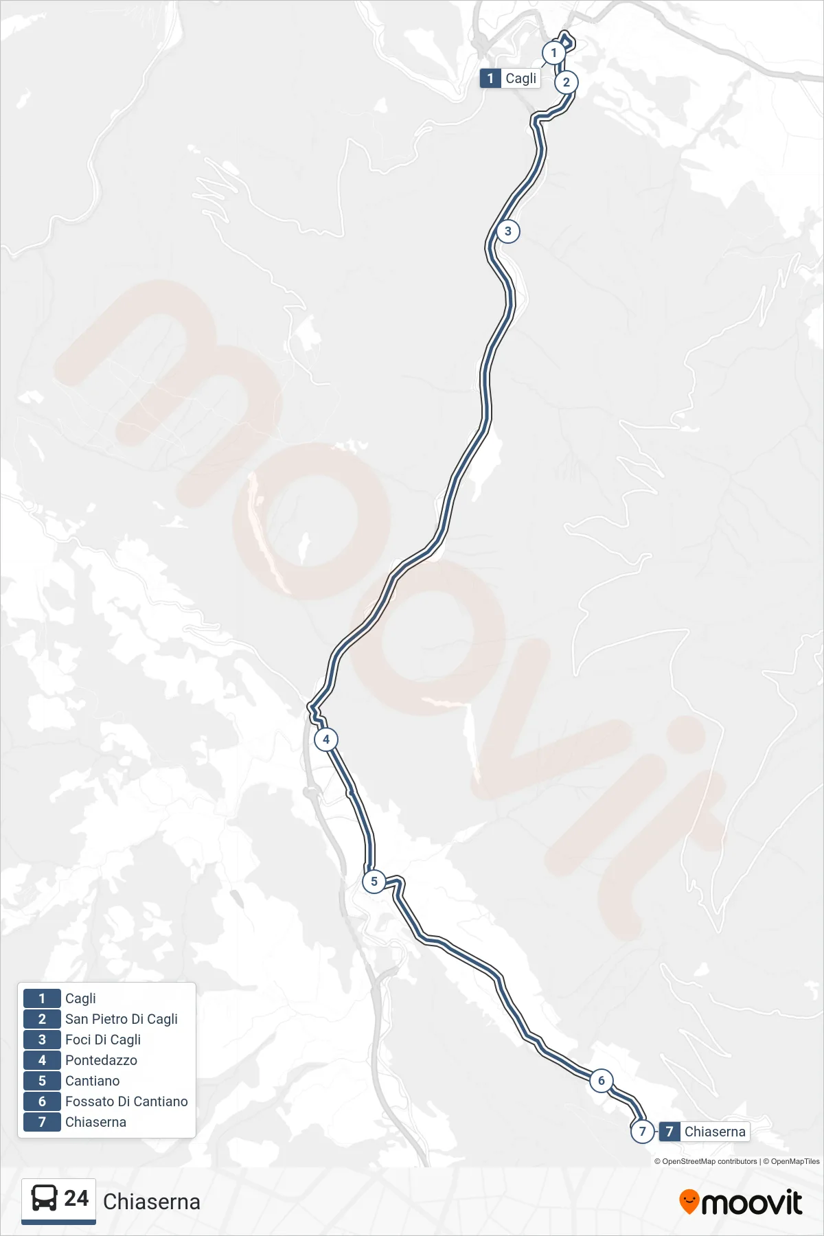 Linea 24  bus (Chiaserna) - Percorsi e fermate sulla mappa