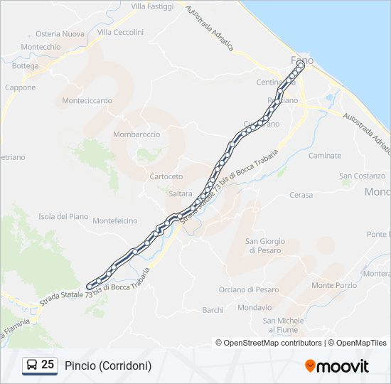 Percorso linea bus 25