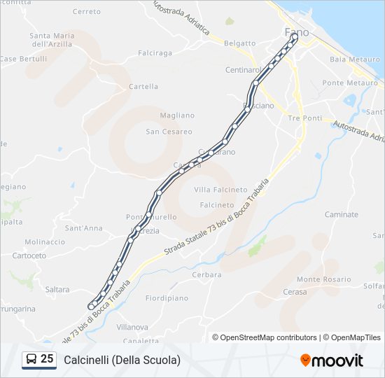 Percorso linea bus 25